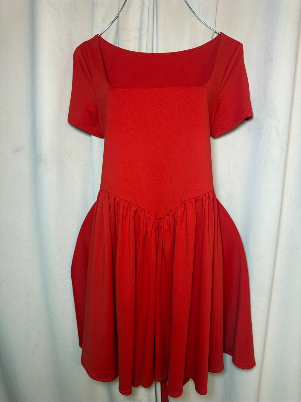 Source Unknown Red Mini Dress with Square Neck